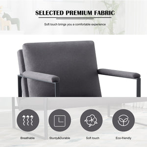 English Elm 26.8 Inch Linen Blend Accent Chair Metal Frame High Density Foam Padded Armchair for Living Room Grey B347P507321