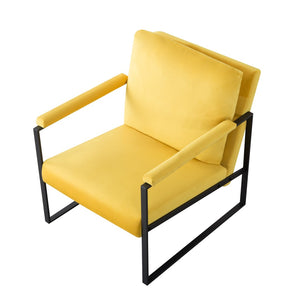 English Elm 26.8 Inch Linen Blend Accent Chair Metal Frame High Density Foam Padded Armchair for Living Room B347P507330