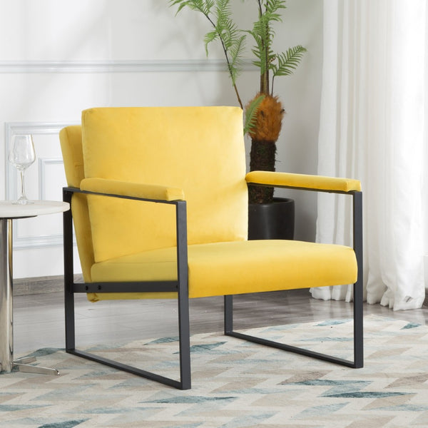 English Elm 26.8 Inch Linen Blend Accent Chair Metal Frame High Density Foam Padded Armchair for Living Room B347P507330