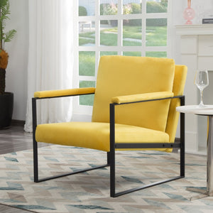 English Elm 26.8 Inch Linen Blend Accent Chair Metal Frame High Density Foam Padded Armchair for Living Room B347P507330