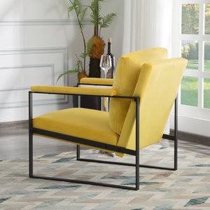 English Elm 26.8 Inch Linen Blend Accent Chair Metal Frame High Density Foam Padded Armchair for Living Room B347P507330