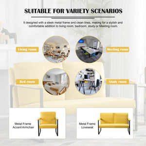 English Elm 26.8 Inch Linen Blend Accent Chair Metal Frame High Density Foam Padded Armchair for Living Room B347P507330