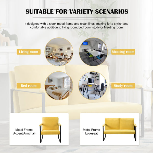 English Elm 26.8 Inch Linen Blend Accent Chair Metal Frame High Density Foam Padded Armchair for Living Room B347P507330