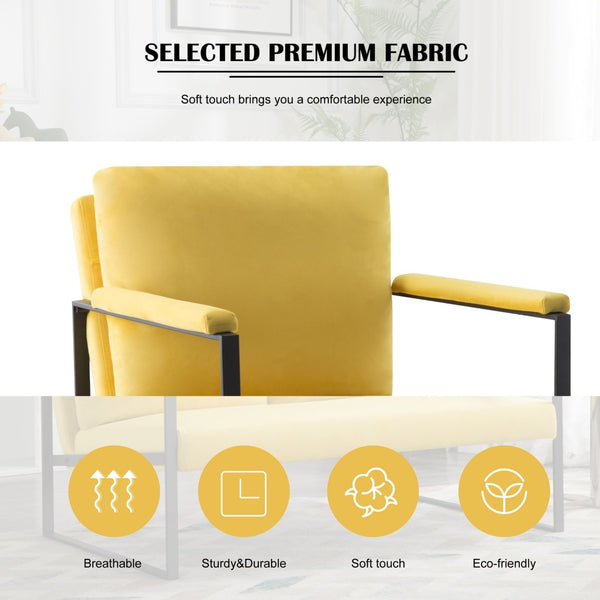 English Elm 26.8 Inch Linen Blend Accent Chair Metal Frame High Density Foam Padded Armchair for Living Room B347P507330