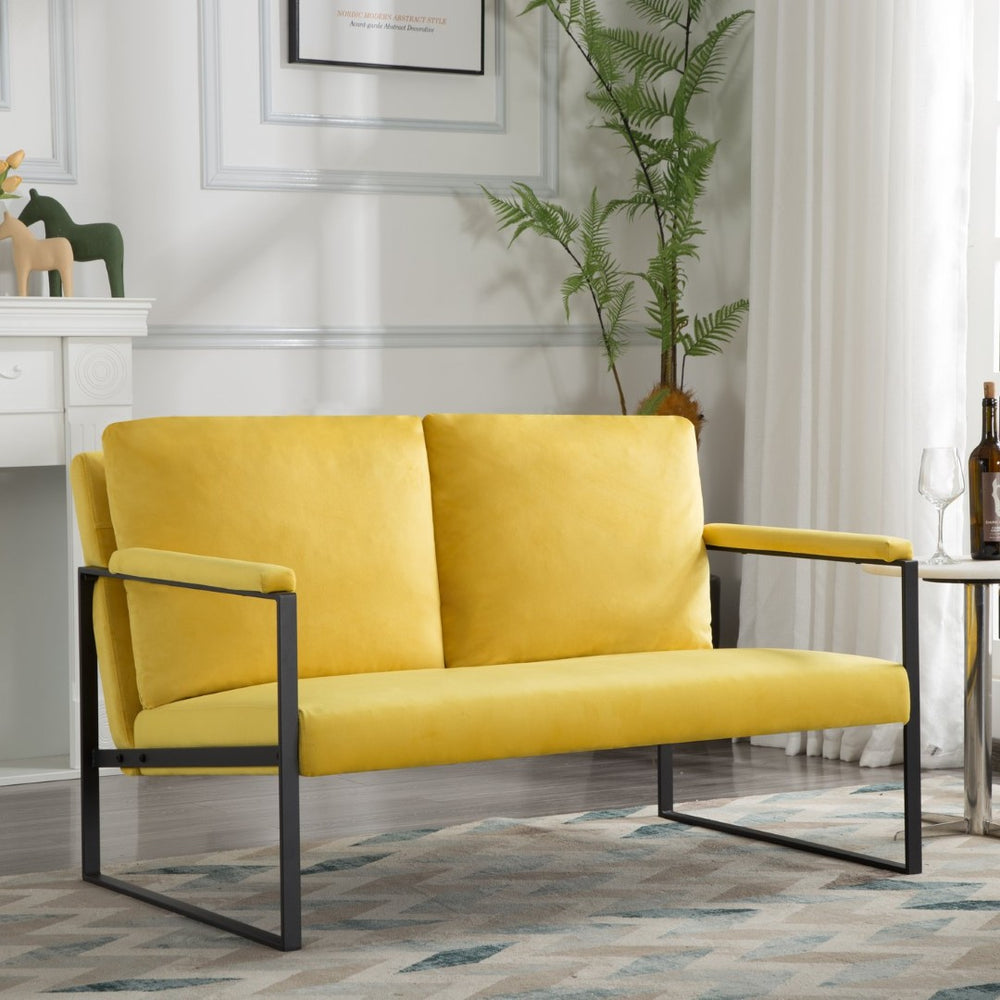 English Elm Loveseat Velvet Two Seat Sofa with Foam Cushions and Washable Cover for Modern Rooms B347P507344