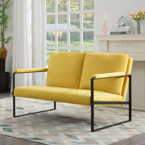 English Elm Loveseat Velvet Two Seat Sofa with Foam Cushions and Washable Cover for Modern Rooms B347P507344