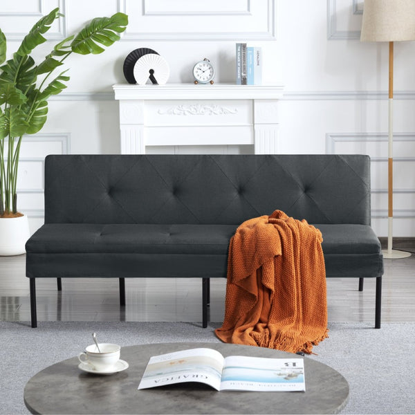 English Elm Gray Convertible Futon Sofa Sleeper with Metal Frame and Soft Polyester for Small Spaces B347P507895
