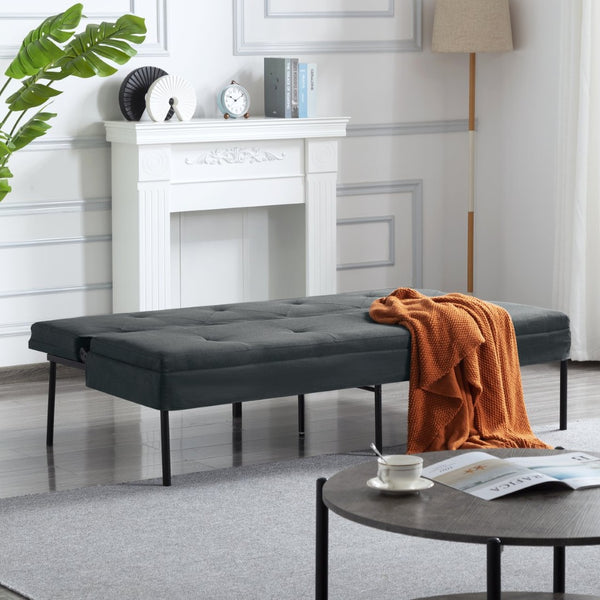 English Elm Gray Convertible Futon Sofa Sleeper with Metal Frame and Soft Polyester for Small Spaces B347P507895