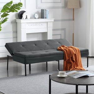 English Elm Gray Convertible Futon Sofa Sleeper with Metal Frame and Soft Polyester for Small Spaces B347P507895