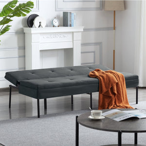 English Elm Gray Convertible Futon Sofa Sleeper with Metal Frame and Soft Polyester for Small Spaces B347P507895