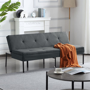 English Elm Gray Convertible Futon Sofa Sleeper with Metal Frame and Soft Polyester for Small Spaces B347P507895