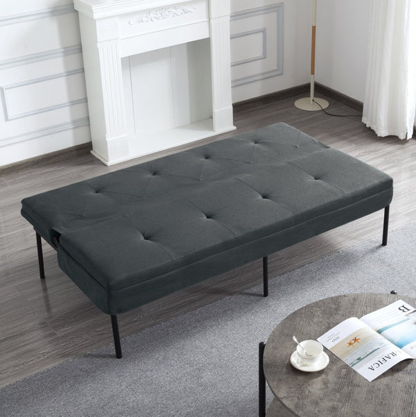 English Elm Gray Convertible Futon Sofa Sleeper with Metal Frame and Soft Polyester for Small Spaces B347P507895
