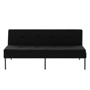 English Elm Black Futon Sofa Bed with Metal Frame Polyester Upholstery Twin Sleeper for Dorm B347P507913