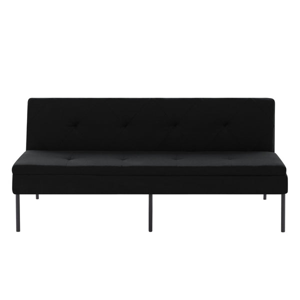 English Elm Black Futon Sofa Bed with Metal Frame Polyester Upholstery Twin Sleeper for Dorm B347P507913