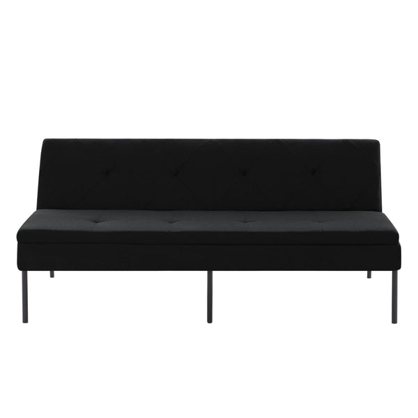 English Elm Black Futon Sofa Bed with Metal Frame Polyester Upholstery Twin Sleeper for Dorm B347P507913