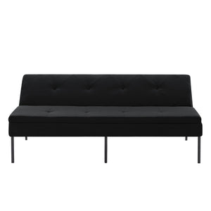 English Elm Black Futon Sofa Bed with Metal Frame Polyester Upholstery Twin Sleeper for Dorm B347P507913