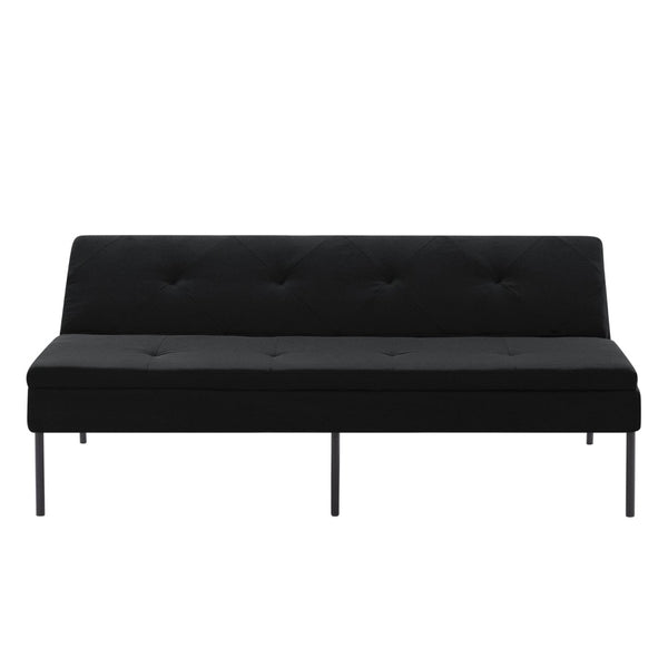 English Elm Black Futon Sofa Bed with Metal Frame Polyester Upholstery Twin Sleeper for Dorm B347P507913