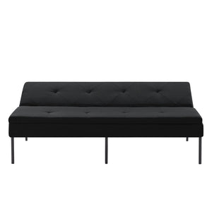 English Elm Black Futon Sofa Bed with Metal Frame Polyester Upholstery Twin Sleeper for Dorm B347P507913