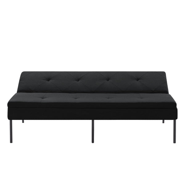 English Elm Black Futon Sofa Bed with Metal Frame Polyester Upholstery Twin Sleeper for Dorm B347P507913