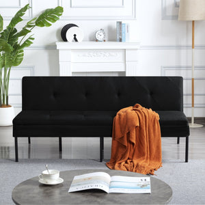English Elm Black Futon Sofa Bed with Metal Frame Polyester Upholstery Twin Sleeper for Dorm B347P507913