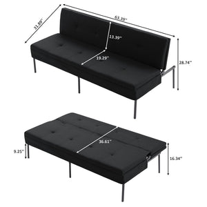 English Elm Black Futon Sofa Bed with Metal Frame Polyester Upholstery Twin Sleeper for Dorm B347P507913