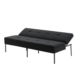English Elm Black Futon Sofa Bed with Metal Frame Polyester Upholstery Twin Sleeper for Dorm B347P507913