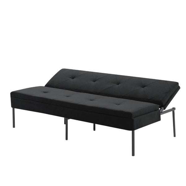 English Elm Black Futon Sofa Bed with Metal Frame Polyester Upholstery Twin Sleeper for Dorm B347P507913