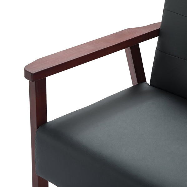 English Elm Solid Wood Frame Tufted Faux Leather Accent Chair for Reading Nooks and Living Rooms B347P514494