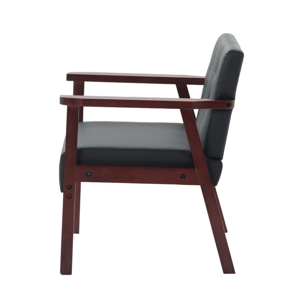 English Elm Solid Wood Frame Tufted Faux Leather Accent Chair for Reading Nooks and Living Rooms B347P514494
