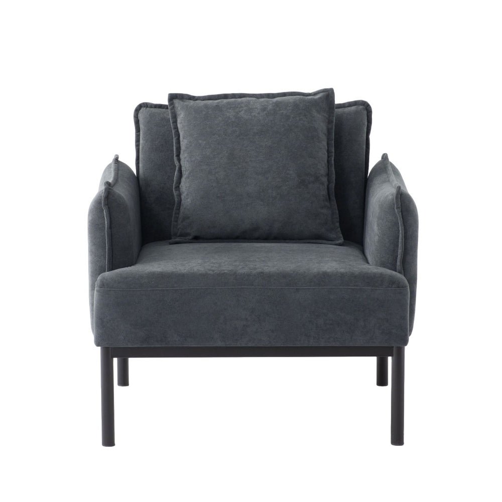 English Elm Dark Gray Lounge Chair Curved Arms Soft Fabric Modern Minimalist Bedroom Living Room B347P514700