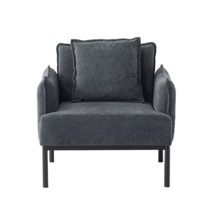 English Elm Dark Gray Lounge Chair Curved Arms Soft Fabric Modern Minimalist Bedroom Living Room B347P514700