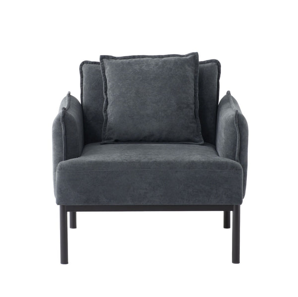 English Elm Dark Gray Lounge Chair Curved Arms Soft Fabric Modern Minimalist Bedroom Living Room B347P514700