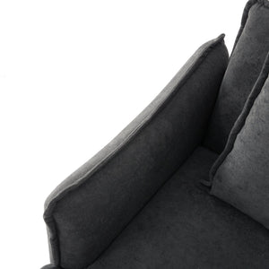 English Elm Dark Gray Lounge Chair Curved Arms Soft Fabric Modern Minimalist Bedroom Living Room B347P514700