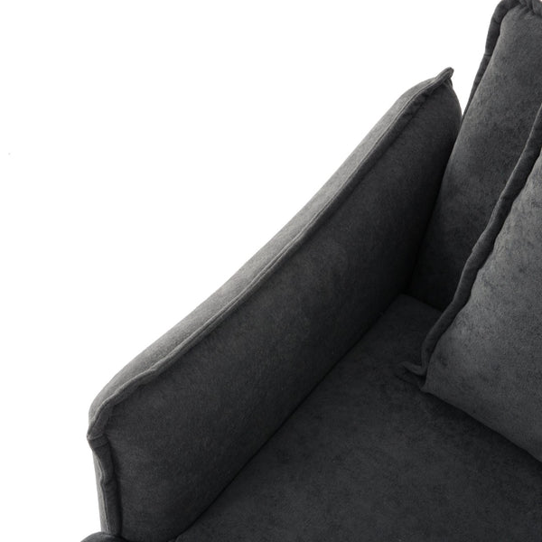 English Elm Dark Gray Lounge Chair Curved Arms Soft Fabric Modern Minimalist Bedroom Living Room B347P514700