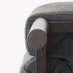 English Elm Dark Gray Lounge Chair Curved Arms Soft Fabric Modern Minimalist Bedroom Living Room B347P514700