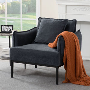 English Elm Dark Gray Lounge Chair Curved Arms Soft Fabric Modern Minimalist Bedroom Living Room B347P514700