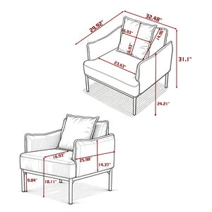 English Elm Dark Gray Lounge Chair Curved Arms Soft Fabric Modern Minimalist Bedroom Living Room B347P514700
