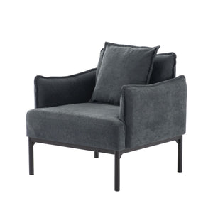 English Elm Dark Gray Lounge Chair Curved Arms Soft Fabric Modern Minimalist Bedroom Living Room B347P514700