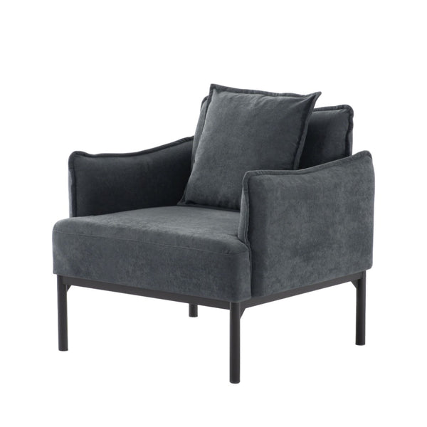 English Elm Dark Gray Lounge Chair Curved Arms Soft Fabric Modern Minimalist Bedroom Living Room B347P514700