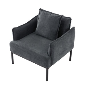 English Elm Dark Gray Lounge Chair Curved Arms Soft Fabric Modern Minimalist Bedroom Living Room B347P514700
