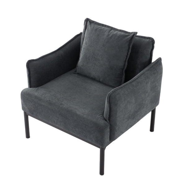 English Elm Dark Gray Lounge Chair Curved Arms Soft Fabric Modern Minimalist Bedroom Living Room B347P514700