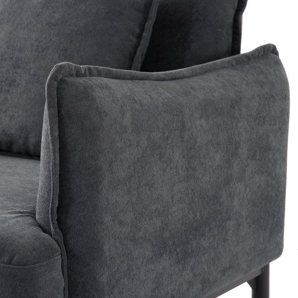 English Elm Dark Gray Lounge Chair Curved Arms Soft Fabric Modern Minimalist Bedroom Living Room B347P514700