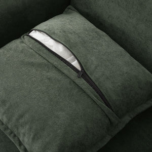 English Elm Dark Green Upholstered Lounge Chair Curved Arms Foam Cushion with Decorative Pillow B347P514702