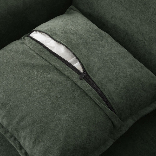 English Elm Dark Green Upholstered Lounge Chair Curved Arms Foam Cushion with Decorative Pillow B347P514702