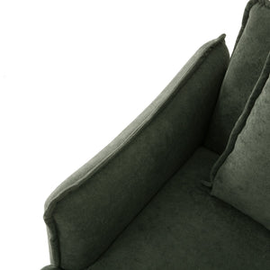 English Elm Dark Green Upholstered Lounge Chair Curved Arms Foam Cushion with Decorative Pillow B347P514702
