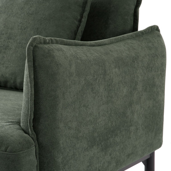 English Elm Dark Green Upholstered Lounge Chair Curved Arms Foam Cushion with Decorative Pillow B347P514702
