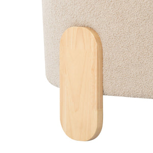 English Elm 24.8" Round Teddy Fabric Ottoman with Solid Wood Legs for Living Room or Office B347P515691