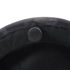 English Elm 27.56" Round Faux Rabbit Fur Ottoman Plush Footrest with Solid Wood Legs for Living Room Dark Gray B347P515715
