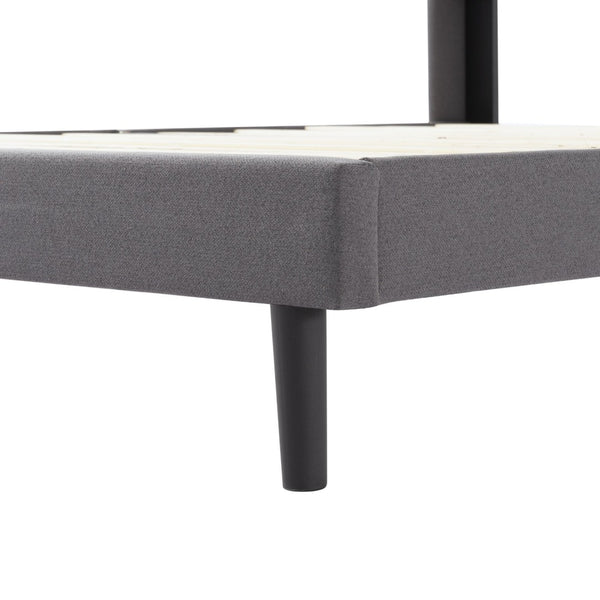 English Elm Full Size Upholstered Platform Bed Tufted Foam Headboard Solid Wood Slat Base Dark Gray B347P515826