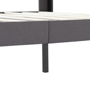 English Elm Full Size Upholstered Platform Bed Tufted Foam Headboard Solid Wood Slat Base Dark Gray B347P515826